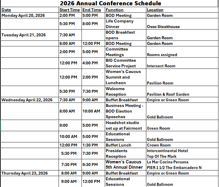 updated schedule at a glance